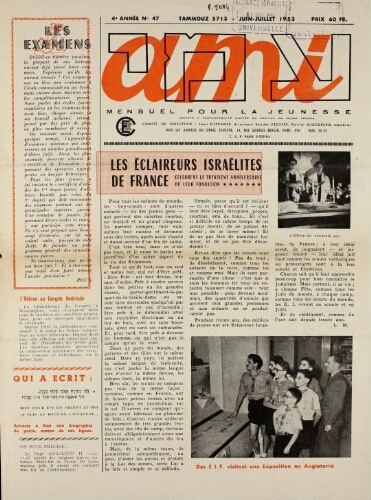 Ami : Mensuel pour la Jeunesse. Vol.04 N°47 (01 juin 1953)